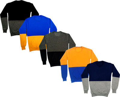 Indistar Full Sleeve Color Block Boys & Girls Sweatshirt