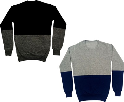 IndiWeaves Full Sleeve Color Block Boys & Girls Sweatshirt