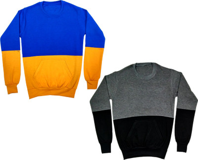 IndiWeaves Full Sleeve Color Block Boys & Girls Sweatshirt