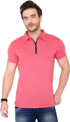 Adorbs Solid Men Polo Neck Red T-Shirt