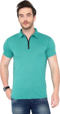 Tivy Solid Men Polo Neck Light Green T-Shirt