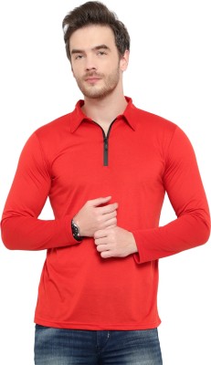 Behemoth Solid Men Polo Neck Red T-Shirt