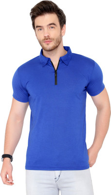 Moordale Solid Men Polo Neck Dark Blue T-Shirt