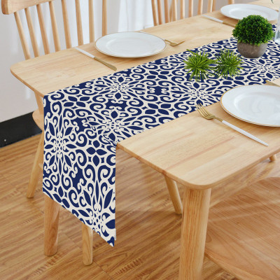 HOMADORN Blue 182 cm Reversible Table Runner(Cotton)