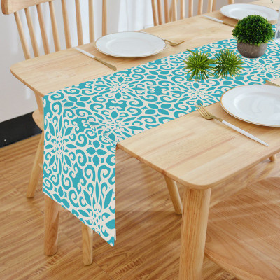 HOMADORN Light Blue 182 cm Reversible Table Runner(Cotton)