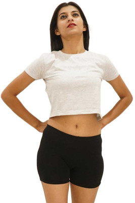 GIFTY BASKET Casual Short Sleeve Solid Women Beige Top