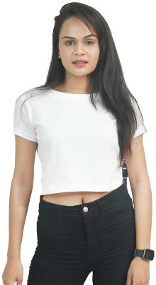 GIFTY BASKET Casual Short Sleeve Solid Women White Top