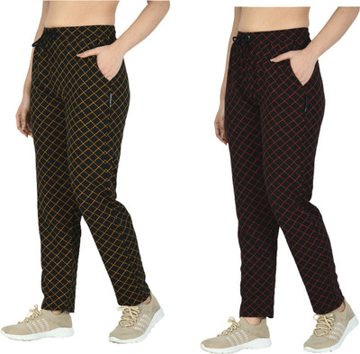 IndiWeaves Checkered Women Black Track Pants