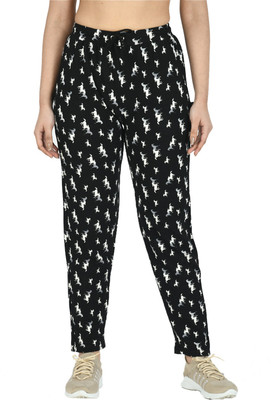 Indistar Printed Women Black Track Pants