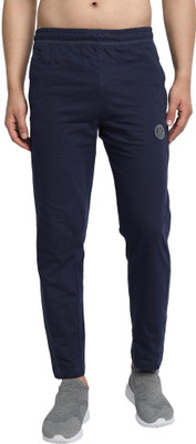 V Star Solid Men Blue Track Pants