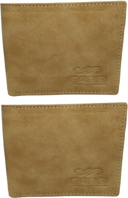 Gargi Men Beige Artificial Leather Wallet(3 Card Slots, Pack of 2)