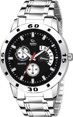 rofl RW-G504-CHRONO-BK Chronograph Style Sports Pattern Multi function Collection Analog Watch - For Men