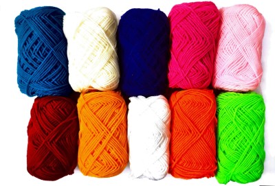 KHUSHA CREATIONS 10 Piece Wool Ball Hand Knitting Yarn , Crochet Hook Yarn , DIY , Art & Craft ( 4 Ply woolen ball of 25 grams each ,Multi Color )