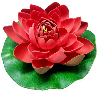 Kanha Artificial Floating Foam Lotus Flower with Water Pad for Home Garden Red Lotus Artificial Flower(7 inch, Pack of 1, Single Flower)