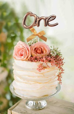 DECOR MY PARTY Cake Topper(Rosegold Pack of 1)