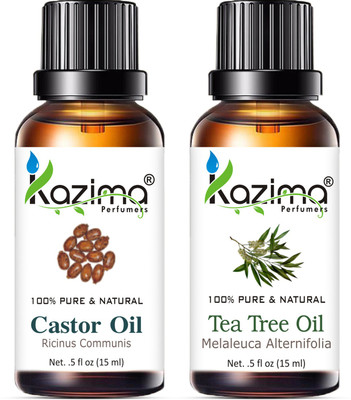 Kazima Combo of Castor Carrier Oil & Tea Tree Essential Oil ( Each 15ml )(15 ml)