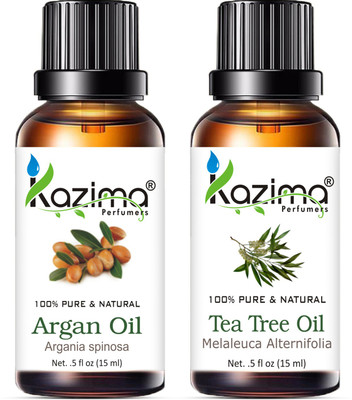 Kazima Combo of Argan Cold Pressed Carrier Oil and Tea Tree Essential Oil ( Each 15ml )(15 ml)