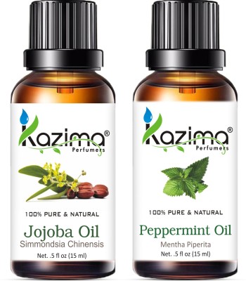 Kazima Jojoba Carrier Oil and Peppermint Essential Oil (Each 15ML )(15 ml)