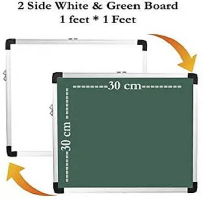 JS MART Reversible Wooden non magnetic whiteboard Chalkboard 2x1.5 feet Whiteboards and Duster Combos(White, Green)