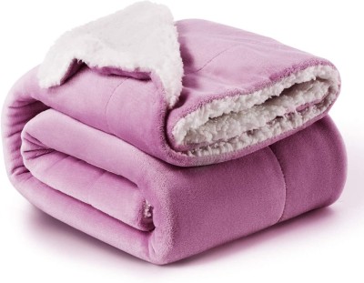 VAS COLLECTIONS Solid Single Sherpa Blanket for  Heavy Winter(Polyester, Pink)