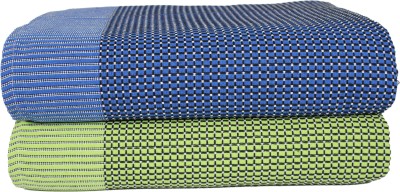 Tharunsha Elite Checkered Single AC Blanket for  AC Room(Cotton, Dark Blue, Light Green)