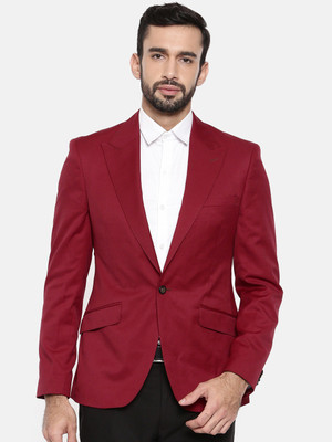 Raymond Solid Single Breasted Formal Men Blazer(Red)