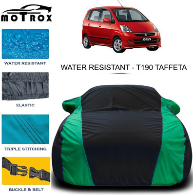 MoTRoX Car Cover For Maruti Suzuki Zen (With Mirror Pockets)(Green, Black)