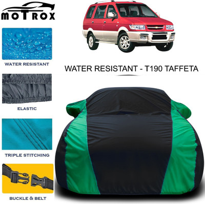 MoTRoX Car Cover For Chevrolet Tavera (With Mirror Pockets)(Green, Black)