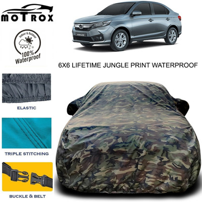 MoTRoX Car Cover For Honda Amaze (With Mirror Pockets)(Green)
