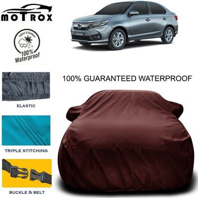 MoTRoX Car Cover For Honda Amaze (With Mirror Pockets)(Maroon)