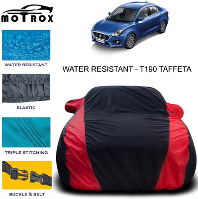 MoTRoX Car Cover For Maruti Suzuki Swift Dzire (With Mirror Pockets)(Red, Black)