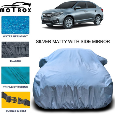 MoTRoX Car Cover For Honda Amaze (With Mirror Pockets)(Silver)