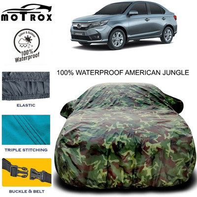 MoTRoX Car Cover For Honda Amaze (With Mirror Pockets)(Green)