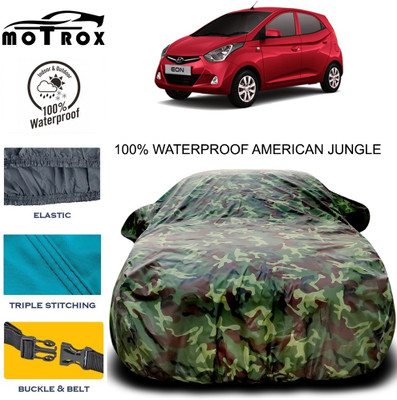 MoTRoX Car Cover For Hyundai Eon (With Mirror Pockets)(Green)