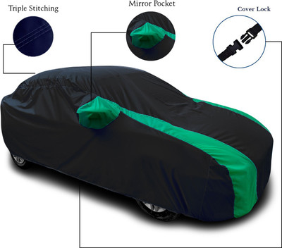 MoTRoX Car Cover For Nissan Micra (With Mirror Pockets)(Green, Black)