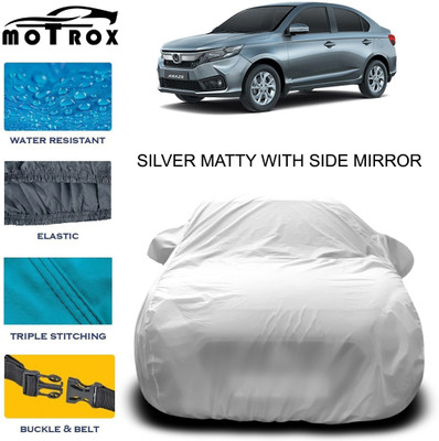 MoTRoX Car Cover For Honda Amaze (With Mirror Pockets)(Silver)