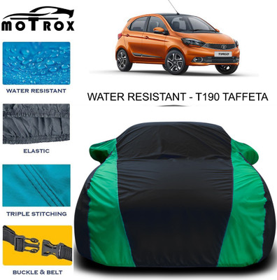 MoTRoX Car Cover For Tata Tiago (With Mirror Pockets)(Green, Black)