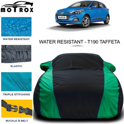 MoTRoX Car Cover For Hyundai Elite i20 (With Mirror Pockets)(Green, Black)