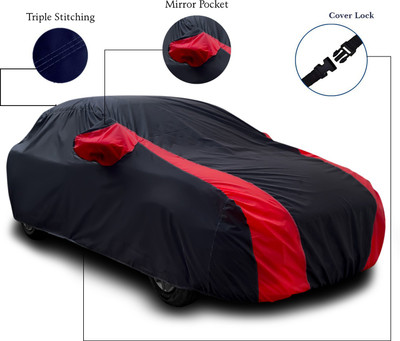 MoTRoX Car Cover For Toyota Qualis (With Mirror Pockets)(Red, Black)