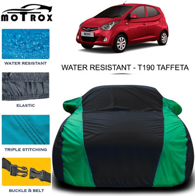 MoTRoX Car Cover For Hyundai Eon (With Mirror Pockets)(Green, Black)