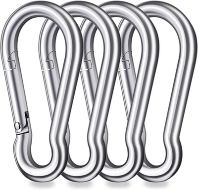 Fitness Guru Stainless Steel Spring Snap Hook Carabiner Locking Carabiner(Silver)