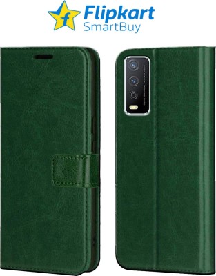 Flipkart SmartBuy Flip Cover for Vivo Y12S(Green, Cases with Holder, Pack of: 1)
