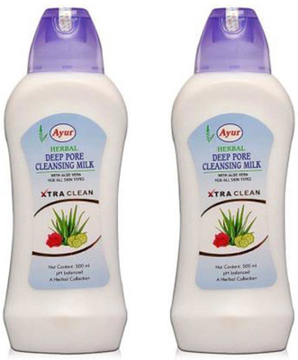 Ayur Herbal Deep Pore Cleansing Milk 500x2 Face Wash(1000 ml)