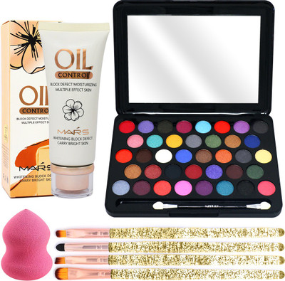 adbeni Combo - 38 Color Eye Shadow & Foundation with Makeup Brush Set, Pack of 9, (GC1152)(7 Items in the set)