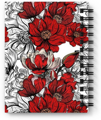 DI-KRAFT Handcrafted Cardbord Diary A5 Diary Unruled 160 Pages(White and Red)
