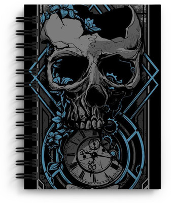 DI-KRAFT Handcrafted Cardbord Diary A5 Diary Unruled 160 Pages(Black and Blue)