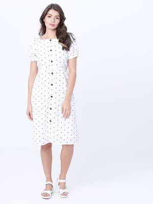 Tokyo Talkies Women A-line White Midi/Calf Length Dress