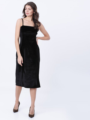Tokyo Talkies Women A-line Black Midi/Calf Length Dress