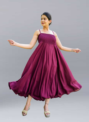 FANCIFY Women Gown Purple Maxi/Full Length Dress