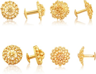 VIGHNAHARTA 1gm Gold Plated Traditional Daily and Festive wear Alloy Gold Plated Stud Earring Combo set for Women and Girls ( Pack of- 4 Pair Earrings) Brass Stud Earring